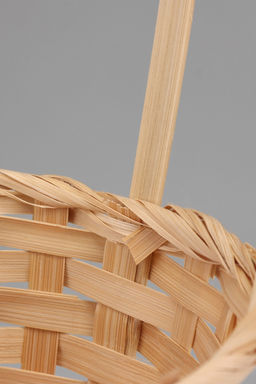 Цена за 2 шт. Корзина плетёная, 13×13×9.5 см, ручка h=21 см, бамбук, натуральный цвет, Greengo