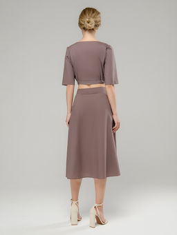 Топ светло-коричневый с прямоугольным вырезом и рукавами 1/2 - 1001dress фото 3