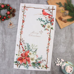 Полотенце Этель Пуансетия 40х73 см, 100% хлопок, саржа 190 г/м2