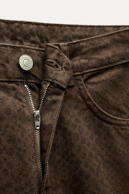 RELAXED OVERSIZE TAPERED ANIMAL PRINT HIGH-WAIST TRF JEANS - Zara фото 10