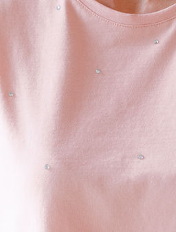 Футболка из эластичного хлопка с принтом стразы