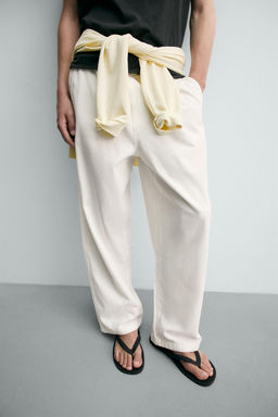 PANTAL?N RELAXED FIT ESPIGA / Blanco