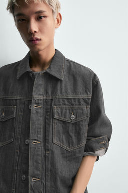 CAZADORA DENIM OVERSIZE FIT / Gris - Zara фото 5