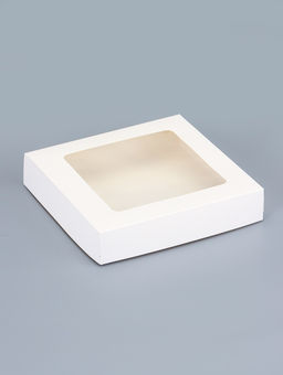 Цена за 20 шт. Контейнер навынос, с окном, белый, 20×20×4 см