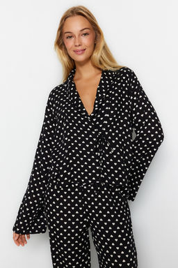 Trendyolmilla Pudra Kalpli Baglama Detayl? Viskon Dokuma Pijama Tak?m? THMAW22PT0300  фото 32