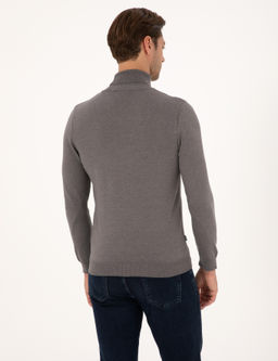 Gri Melanj Slim Fit Bal_k__ Yaka Basic Triko Kazak - Pierre cardin фото 5