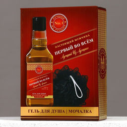 Подарочный набор Первый во всём, гель для душа виски 250 мл и мочалка для тела, Чистое счастье