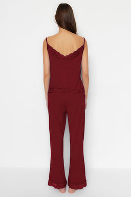 Trendyolmilla Siyah Dantelli ve Kurdele/Fiyonk Detayl? Ip Ask?l? Viskon Orme Pijama Tak?m? THMSS20PT0134  фото 20