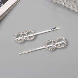 Цена за 2 шт. Невидимки для волос «Хайди», набор 2 шт., круги, 6 см, серебро