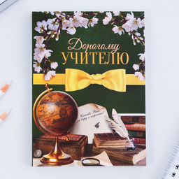 Набор: ежедневник А6, 120 листов и фигурная свеча Любимому учителю