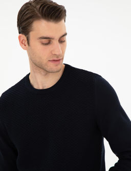 A__k Lacivert Slim Fit Bisiklet Yaka Triko Kazak - Pierre cardin фото 2