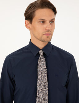 Lacivert Regular Fit Uzun Kollu Basic G_mlek