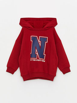 Kap??onlu Bask?l? Erkek Bebek Sweatshirt