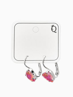 Серьги "Сердечки" лунные, цвет малиновый в серебре