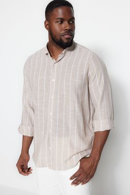 Tas Regular Fit Rahat Dugmeli Yaka Cizgili Buyuk Beden Gomlek TMNSS23GO00095 - Trendyolmilla фото 10