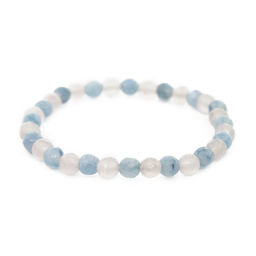 Браслет Классика из граненых шариков розовый кварц + кварц цвета аквамарин - Agat77 фото 3