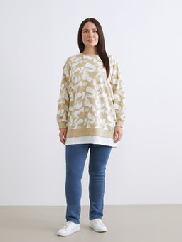 Bisiklet Yaka Desenli Kad?n Sweatshirt Tunik