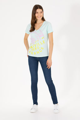 Женская зеленая футболка с v-образным вырезом Неожиданная скидка в корзине - U.s. polo assn фото 11