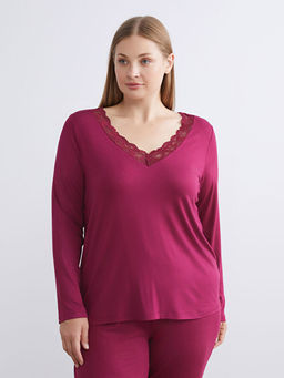 V Yaka Dantel Detayl? Kad?n Pijama Tak?m?