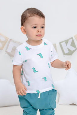 КР 302034/белый,зеленые динозавры фуфайка (футболка) д/мал яс