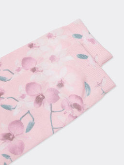 Цена за 5 пар! Женские укороченные носки белого цвета с изображением орхидей - Mark formelle фото 3