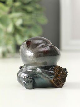 Фигурка для чайной церемонии "Кот с монетой привлечение богатства" меняет цвет 6х5,5х5,5 см   109269