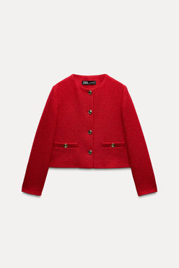 TEXTURED BLAZER WITH GOLDEN BUTTON DETAIL - Zara фото 4