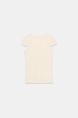 CAMISETA MINIMAL MANGA CORTA / Vainilla - Zara фото 8