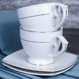 Чайный набор 13 предметов 260 мл 900 мл на ножке / GA2-13G /уп 4/ костяной фарфор - Галеонтрейд фото 15