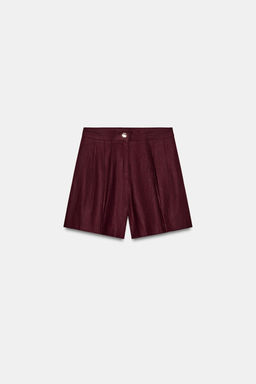 BERMUDA PINZAS CON LINO / Burgundy - Zara фото 4