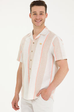 U. S. Polo Assn / Мужская рубашка Camel с коротким рукавом - U.s. polo assn фото 3