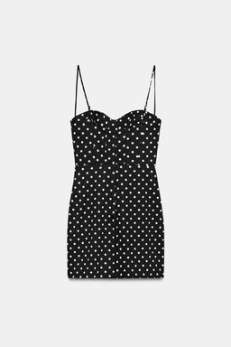 VESTIDO MINI TIRANTES LUNARES / Negro / Blanco - Zara фото 5
