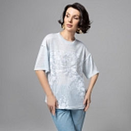 Футболка с объемным декором, Буду тебе сниться (голубой меланж) - Charutti фото 20