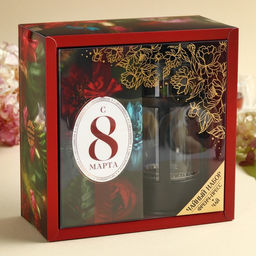 Подарочный набор С 8 марта: чай чёрный со вкусом мяты 100 г, френч-пресс - Фабрика счастья фото 4