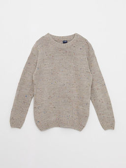 Bisiklet Yaka Desenli Uzun Kollu Erkek ?ocuk Triko Kazak