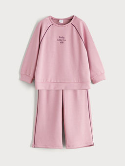 Bisiklet Yaka K?z ?ocuk Sweatshirt ve E?ofman Alt?