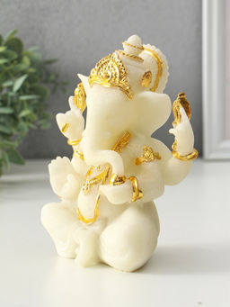Фигурка песчаник «Ганеша - мудрость и благополучие», белый с золотом, 8×13×18.5 см