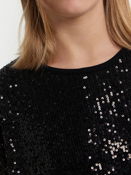 Блузка для девочек черная в пайетки - Mark formelle фото 6