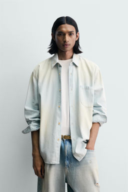 CAMISA DENIM LAVADO EFECTO VINTAGE / Azul claro - Zara фото 2