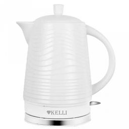Чайник электрический Kelli 1,8л, керамический корпус, автоматическое отключение, поворачивающийся корпус на 360, закрытый нагревательный элемент, защита от перегрева, световой индикатор включения, мощность: 220-240 В, 50 Гц, 2400 Вт, 25х25х26см, б