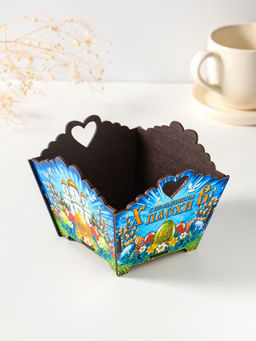 Конфетница квадратная или подставка под кулич «Пасхальный храм». 10×13×13.5 см