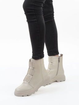 04-M2-706 BEIGE Ботинки зимние женские (натуральная кожа, натуральный мех)