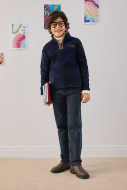 Yar_m Bal_k__ Yaka Fermuarl_ Nak__l_ __i Yumu_ak T_yl_ Polar Sweatshirt Erkek _ocuk - Defacto фото 2