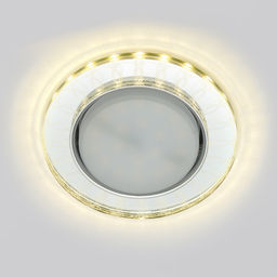DLS-L157 GX53 GLASSY/CLEAR 3D Светильник декоративный встраиваемый, серия Luciole. Без лампы, цоколь GX53. Доп. светодиодная подсветка 4Вт. Металл/стекло. Зеркальный/Прозрачный, эффект 3D. ТМ Fametto