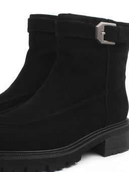 01-A51-4B BLACK Ботинки демисезонные женские (натуральная замша, байка)