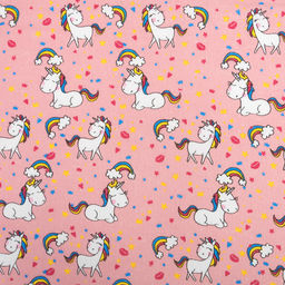 Ткань на отрез фланель 90 см 29145/2 Лошадки цвет розовый