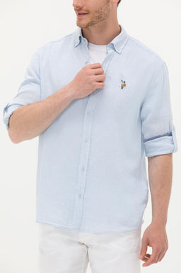 U. S. Polo Assn / Мужская голубая рубашка с длинным рукавом - U.s. polo assn фото 20
