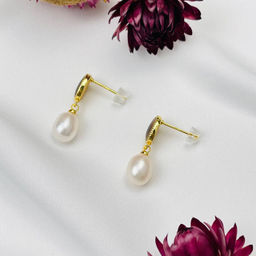 Серьги-пусеты из речного белого Жемчуга с Перламутром - Радуга самоцветов фото 3