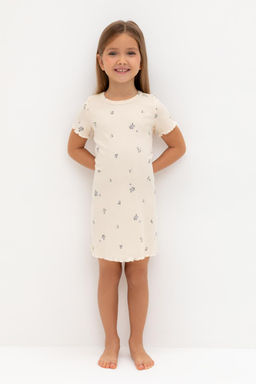 К 1180/айвори,голубика и цветы сорочка ночная для дев