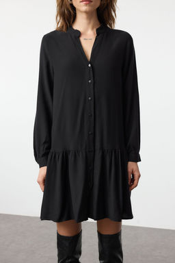 Siyah Mini Kal?n Viskon Dokuma Gomlek Elbise TWOAW25EL00571 - Trendyolmilla фото 4